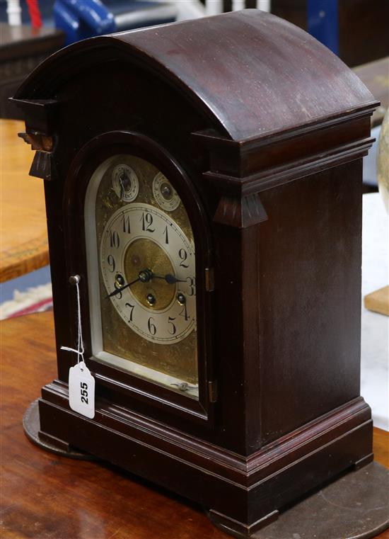A German mahogany mantel clock, Westminster Chimes height 43cm